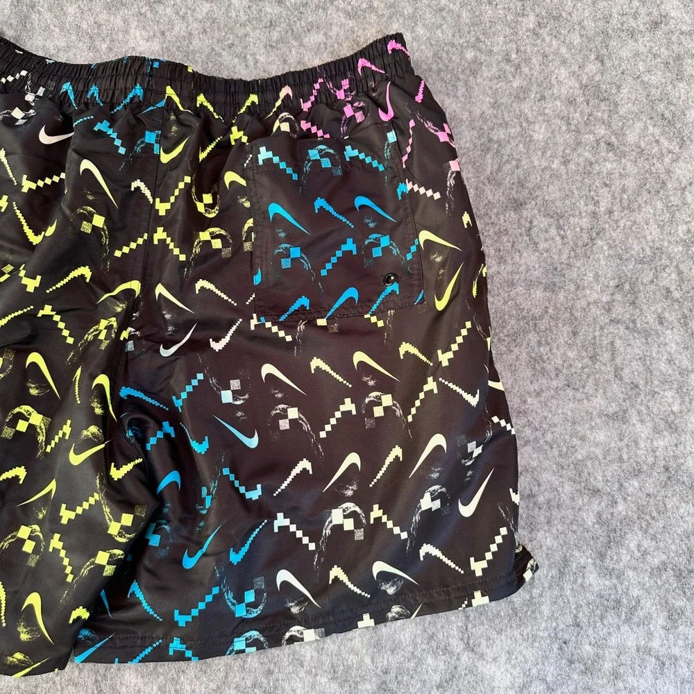 Nike Mens XXL Black Pixelated Swoosh Swim Volley Shorts NESSD516-001 NWT